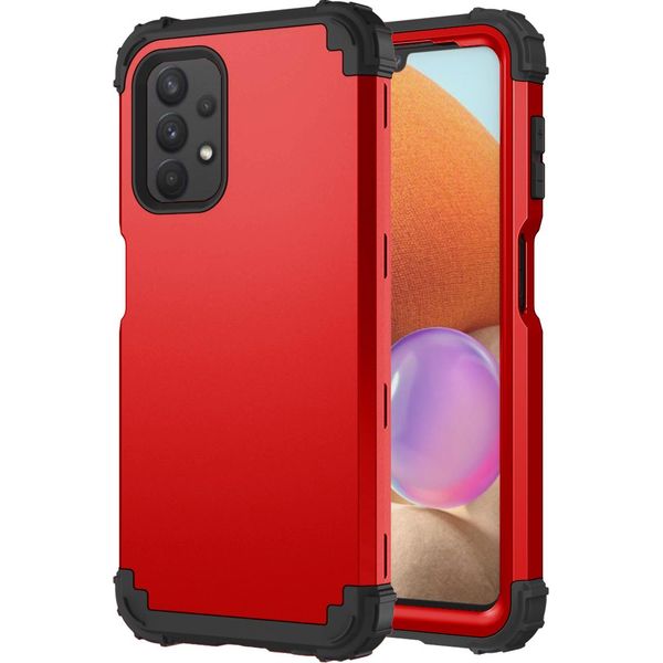 Custodia Per Samsung Galaxy A32 5G Hybrid 3In1 Pc E Tpu Antiurto, Custodia Resistente Rossa-image