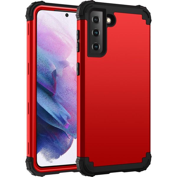 Custodia Per Samsung Galaxy S21 Fe 5G Hybrid 3In1 Pc E Tpu Antiurto, Custodia Resistente Rossa-image