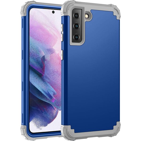 Custodia Per Samsung Galaxy S21 5G Hybrid 3In1 Pc E Tpu Antiurto, Custodia Resistente Blu-image