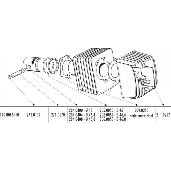 Set Guarnizioni Cilindro Polini 70Cc Per Piaggio, Vespa Ciao-image