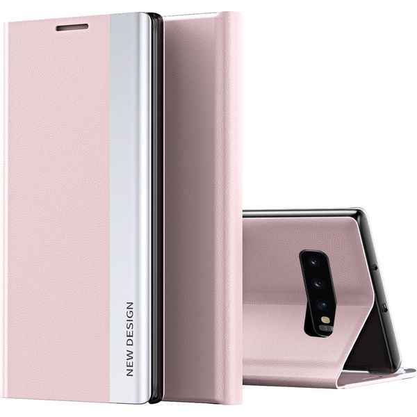 Galaxy S10 Plus Case, Laimtop Finto Cuoio Magnetic Flip Stand Custodia Per Samsung Galaxy S10 Plus Rosa-image