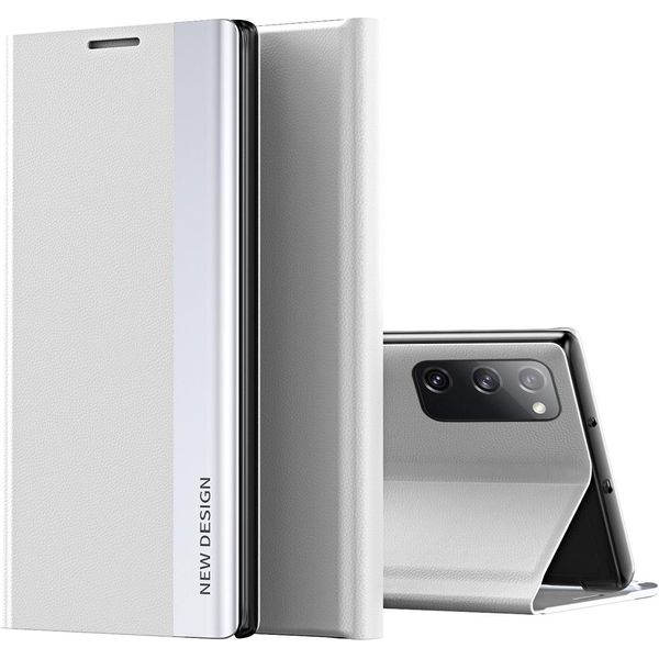 Galaxy S20 Fe Case, Laimtop Finto Cuoio Magnetic Flip Stand Case Per Samsung Galaxy S20 Fe Bianco-image
