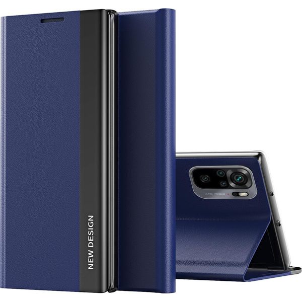 Custodia Redmi Note 4G, Laimtop Finto Cuoio Magnetic Flip Stand Custodia Protettiva Per Xiaomi Redmi Note 10S / Note 10 4G Blu Navy-image