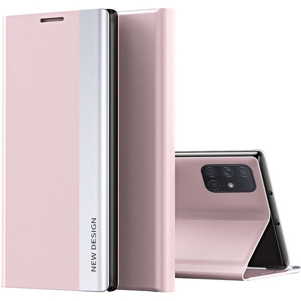 Custodia Galaxy A71, Laimtop Finto Cuoio Magnetic Flip Stand Custodia Per Samsung Galaxy A71 5G / A71 4G Rosa-image