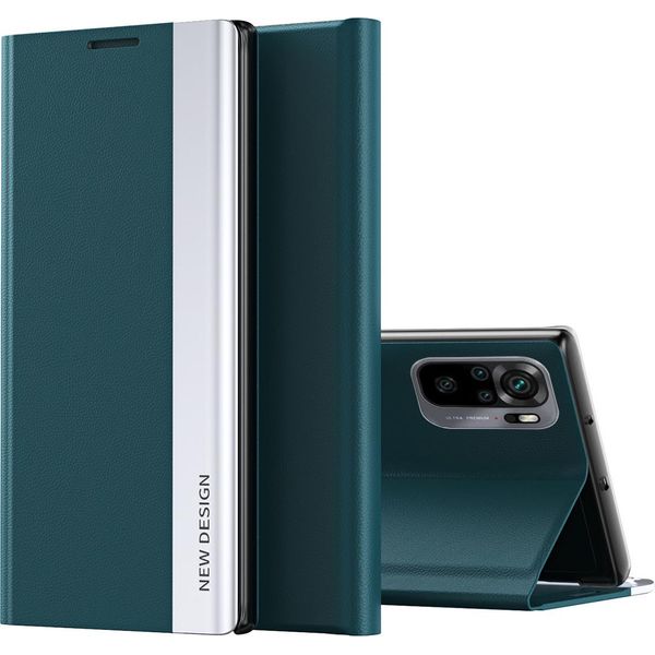 Custodia Redmi Note 4G, Laimtop Finto Cuoio Magnetic Flip Stand Custodia Per Xiaomi Redmi Note 10S / Note 10 4G Verde-image