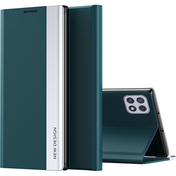 Custodia Galaxy A22 5G, Laimtop Finto Cuoio Magnetic Flip Stand Case Per Samsung Galaxy A22 5G Verde-image