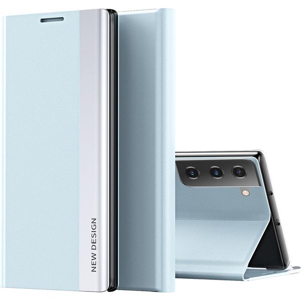 Custodia Galaxy S21, Laimtop Finto Cuoio Magnetic Flip Stand Custodia Per Samsung Galaxy S21 5G Blu-image