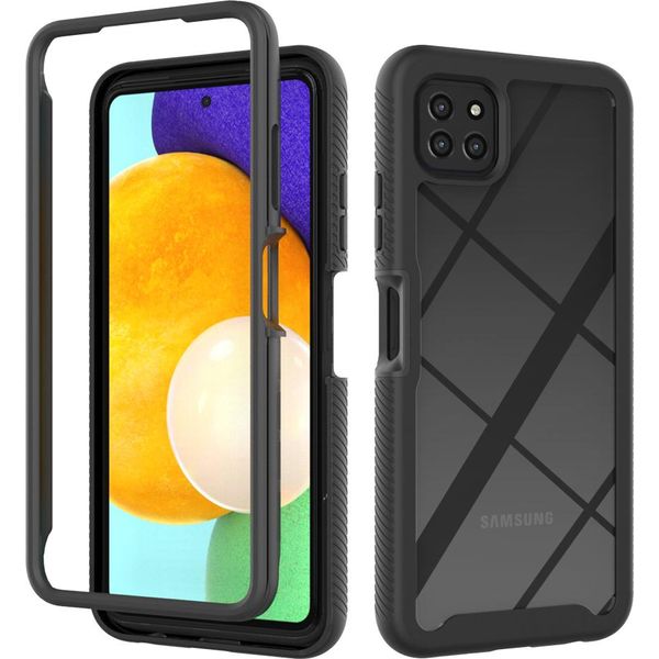 Galaxy A22 5G Case, Hybrid Transparent Back Cover, Rugged Tpu Bumper, Custodia Antiurto Per Samsung Galaxy A22 5G Nero-image