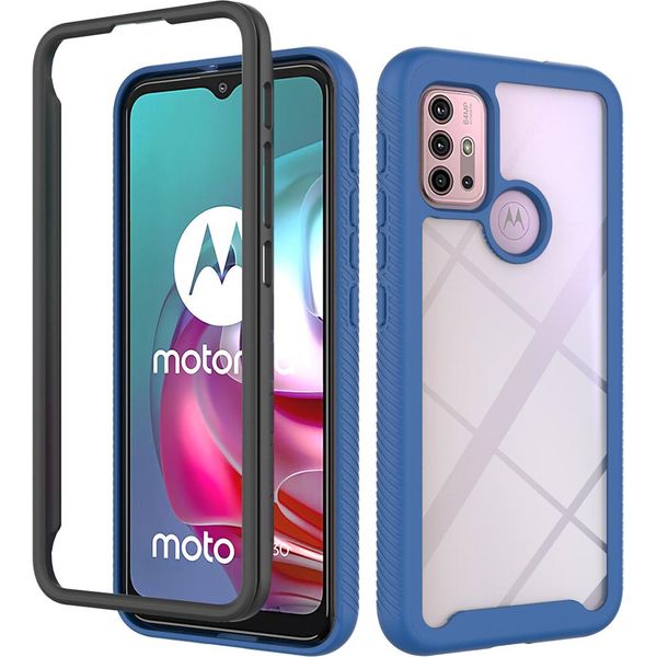Moto G30 Case, Hybrid Transparent Back Cover, Rugged Tpu Bumper, Custodia Antiurto Per Motorola Moto G30 / G20 / G10 / G10 Power Blu Navy-image
