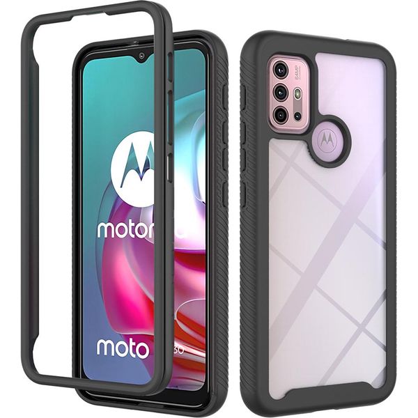 Moto G30 Case, Trasparente Posteriore Robusto Tpu Bumper Antiscivolo Antiurto Custodia Protettiva Completa Per Motorola Moto G30 / G20 / G10 / G10 Power Nero-image
