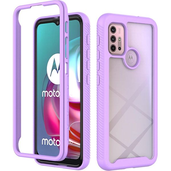 Custodia Moto G30, Copertura Posteriore Trasparente Ibrida, Robusto Paraurti In Tpu, Custodia Antiurto Per Motorola Moto G30 / G20 / G10 / G10 Power Viola-image