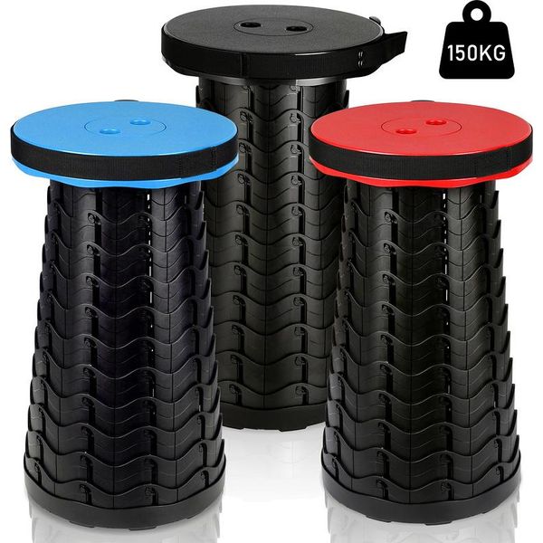 Wolketon Sedia Pieghevole Portatile Compact Lightweight Telescopic 150Kg Outdoor Folding Stool Portable, Blue-image