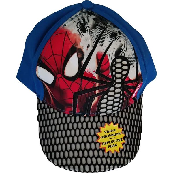 Berretto Marvel Spiderman Per Bambini, Berretto Di Base Con Chiusura In Velcro Per Bambini E Bambine Blu, Misura 54 Cm-image