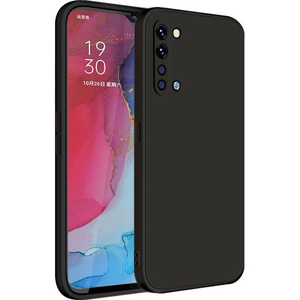 Custodia Per Oppo Find X2 Lite Morbido Silicone Liquido, Custodia In Gomma Antiurto Nera-image