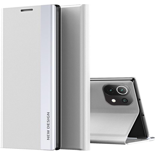 Custodia Xiaomi Mi 11 Lite, Custodia Magnetica In Finto Cuoio Con Funzione Stand Per Xiaomi Mi 11 Lite Bianco-image