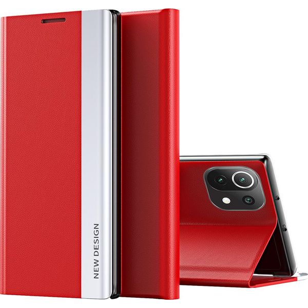 Xiaomi Mi 11 Lite Case, Custodia Magnetica In Finto Cuoio Con Funzione Stand Per Xiaomi Mi 11 Lite Rosso-image