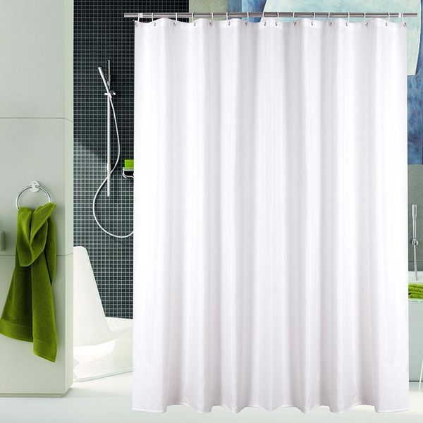 Tenda Da Doccia In Tessuto Antimuffa, Impermeabile, Lavabile In Tessuto Poliestere Per Vasca Da Bagno, Con 12 Anelli Per Tenda Da Doccia (Bianco, 180 X 180Cm)-image