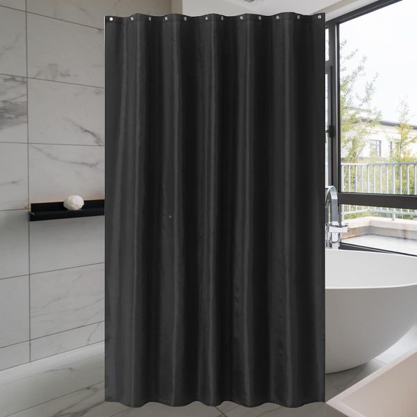 Tenda Da Doccia In Tessuto Antimuffa, Impermeabile, Lavabile In Tessuto Poliestere Per Vasca Da Bagno, Con 12 Anelli Per Tenda Da Doccia (Nero, 180 X 180Cm)-image
