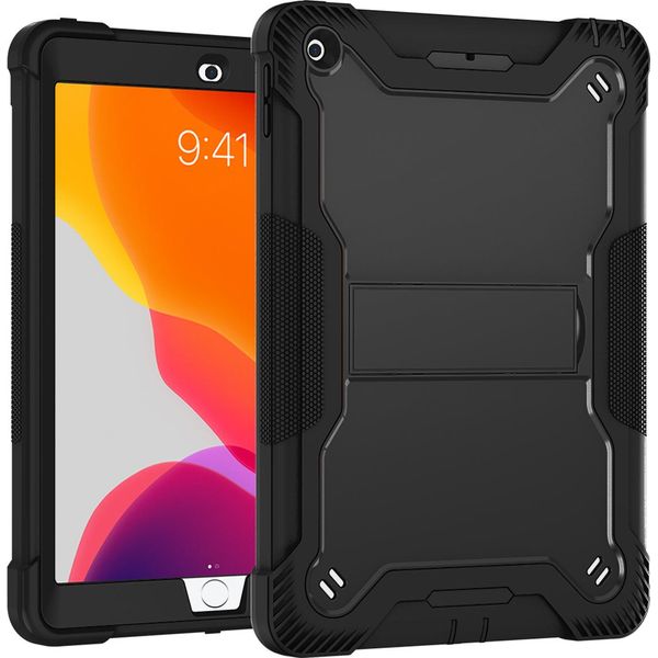 Custodia Per Ipad 10,2 2021/2020/2019, Ipad 9°/8°/7° Generazione, Custodia Protettiva Ibrida Rugged Per Tablet Con Supporto Nero-image
