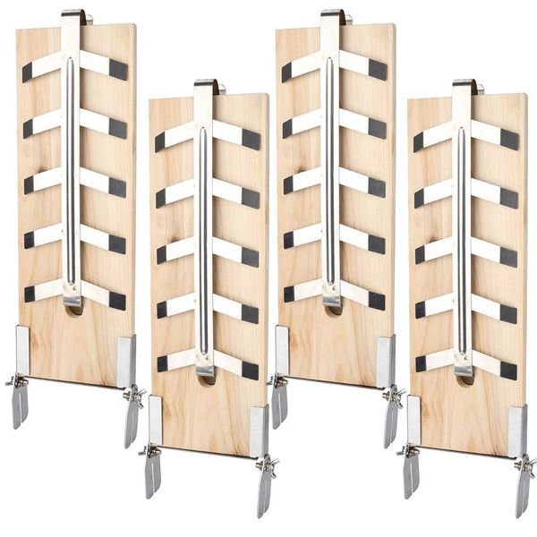 Vingo Set Di 4 Tavolette Per Fumatori Tavolette Per Fumatori Con Supporti Inclinabili In Acciaio Inox Per Ciotole Da Fuoco, Barbecue, Grill All'aperto-image