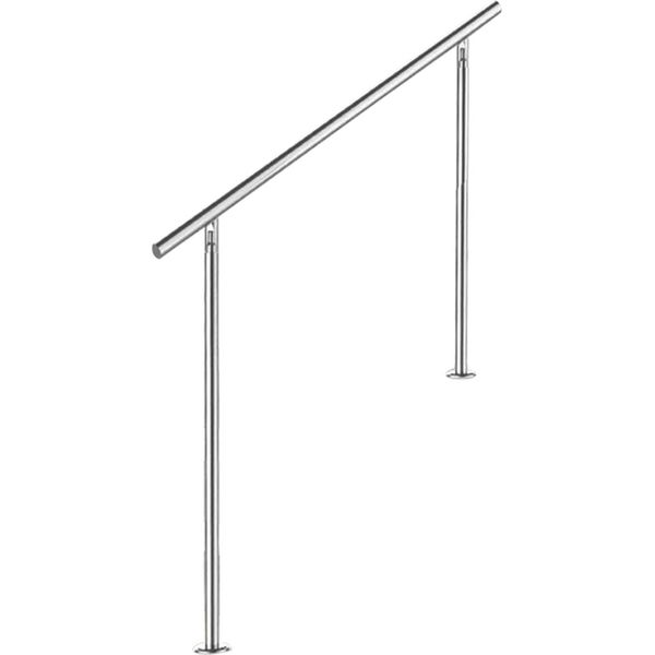 Kit Ringhiera Corrimano In Acciaio Inox Wolketon Con/Senza Traverse Per Ringhiere Di Scale Interne Ed Esterne, Balcone (120 Cm, Senza Traverse)-image