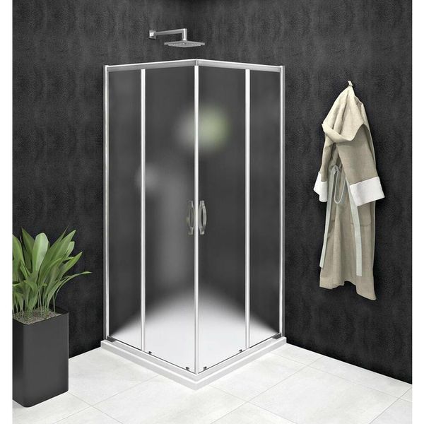 Sigma Simply Cabina Doccia Angolare 800X800 Mm, Ingresso Ad Angolo, Vetro Mattone-image