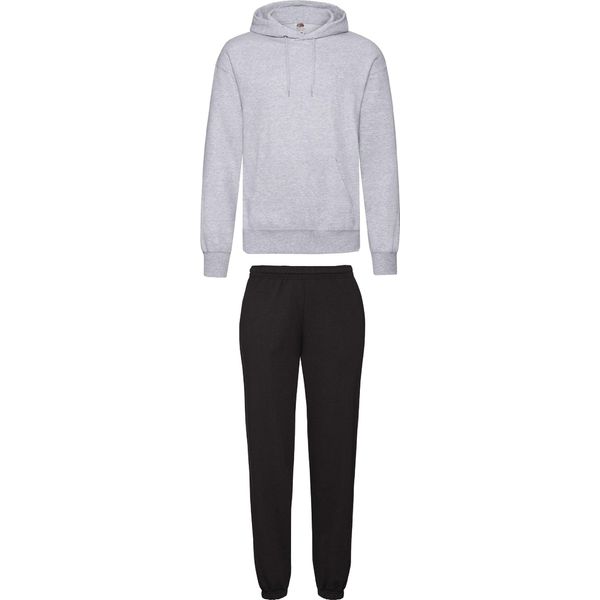 Tuta Da Jogging Fruit Of The Loom - Pantaloni E Felpa Con Cappuccio, Colore:Nero E Grigio, Taglia:Xl-image