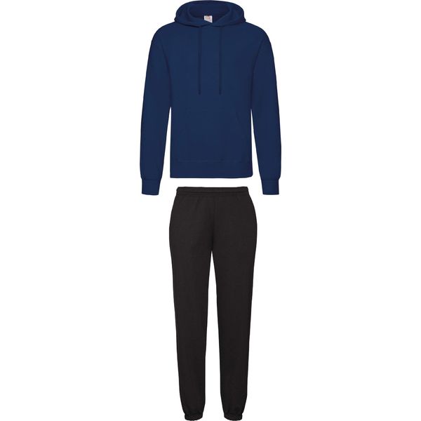 Tuta Fruit Of The Loom - Pantaloni E Felpa Con Cappuccio, Colore:Nero E Blu, Taglia:L-image
