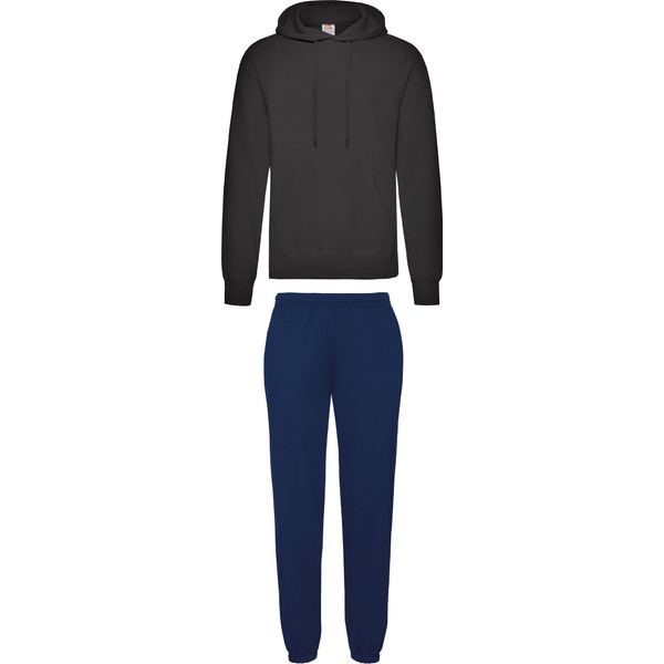 Tuta Fruit Of The Loom - Pantaloni E Felpa Con Cappuccio, Colore:Navy E Nero, Taglia:L-image