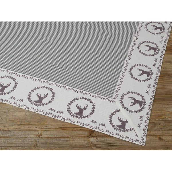 Tovaglia Resi Cervo A Scacchi Grigio, 100 % Cotone, In 100X100 Cm-image
