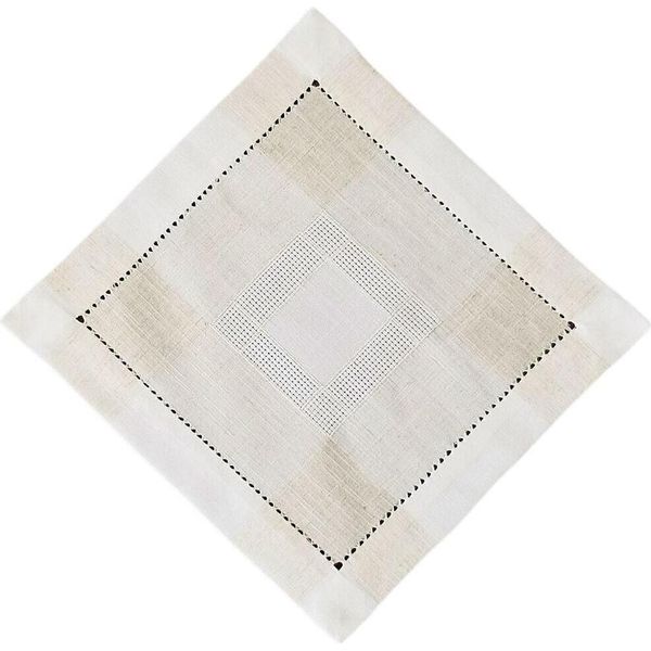 Tovaglia Alma In Lino Con Orlo A Giorno In Poliestere Beige 35 X 35 Cm-image