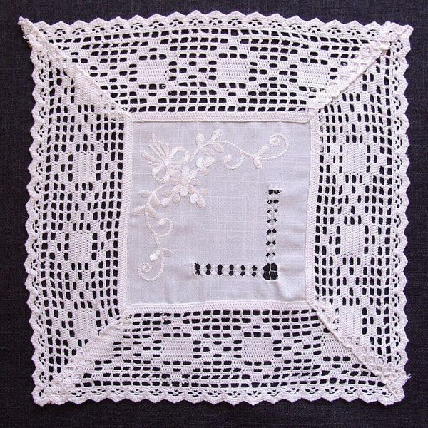 Brit Tovaglia In Stile Country Con Bordo All'uncinetto E Ricamo In Poliestere 35 X 35 Cm-image