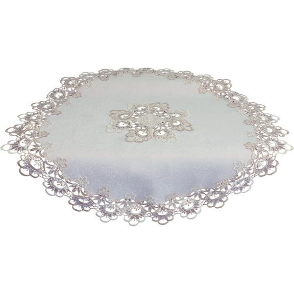 Tovaglia Mira Filigrana Pizzo Jacquard Poliestere Rotonda Ø 85 Cm-image