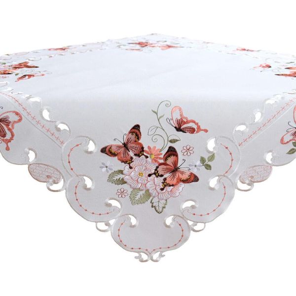 Tovaglia Lucie Farfalle Ricamate E Ritagliate In Poliestere 85 X 85 Cm-image
