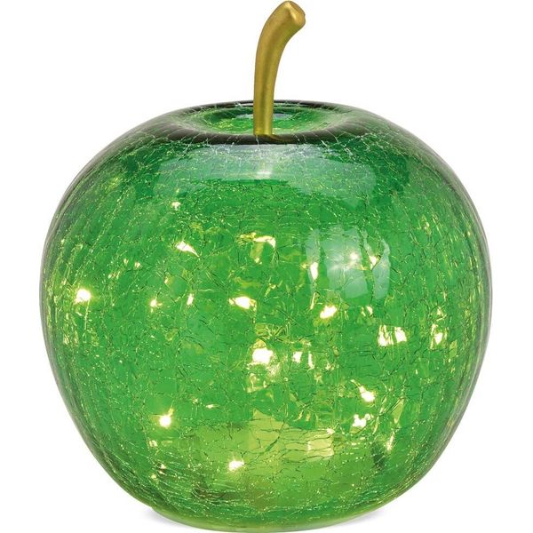 Mela & 20S Led Light & Timer Mela Decorativa In Vetro Verde Ø 16 Cm-image