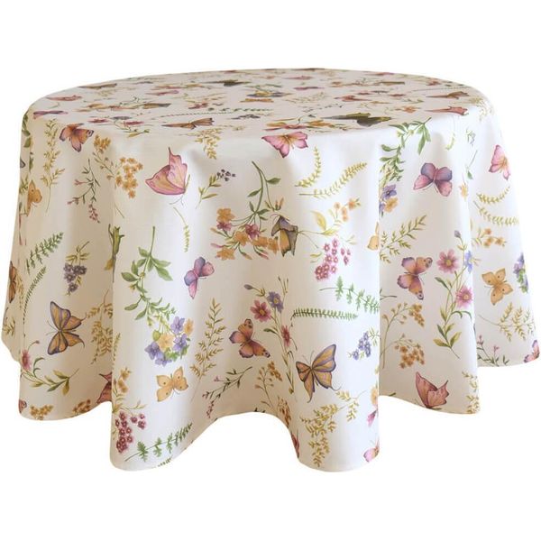 Tovaglia Emelie Farfalle E Fiori In Poliestere Rotonda Ø 170 Cm-image