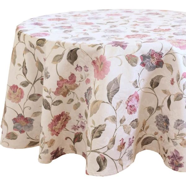 Tovaglia Danja Motivo Floreale Casa Di Campagna Poliestere Rotonda Ø 130 Cm-image