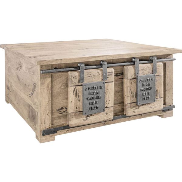 MASSIVMOEBEL24 | Railway #364 Cassapanca In Legno Di Mango - Laccato / Sbiancato 90X90X45-image