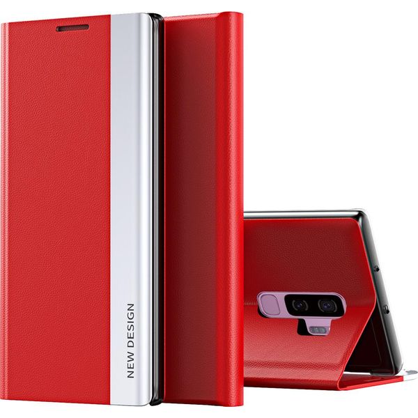 Custodia Galaxy S9, Laimtop Finto Cuoio Magnetic Flip Stand Case Per Samsung Galaxy S9 Rosso-image