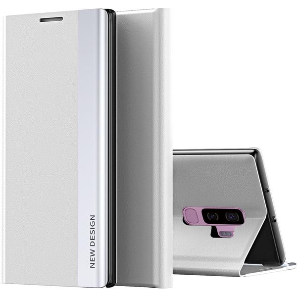 Custodia Galaxy S9 Plus, Custodia Magnetica In Finto Cuoio Con Funzione Stand Per Samsung Galaxy S9 Plus Bianco-image