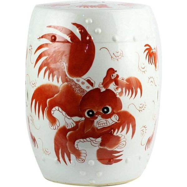 Asianliving Sgabello Da Giardino In Ceramica Sgabello In Ceramica Smaltata Sgabello Cinese Sgabello A Tamburo Sgabello Da Giardino Per Interni/Esterni 246-803-image