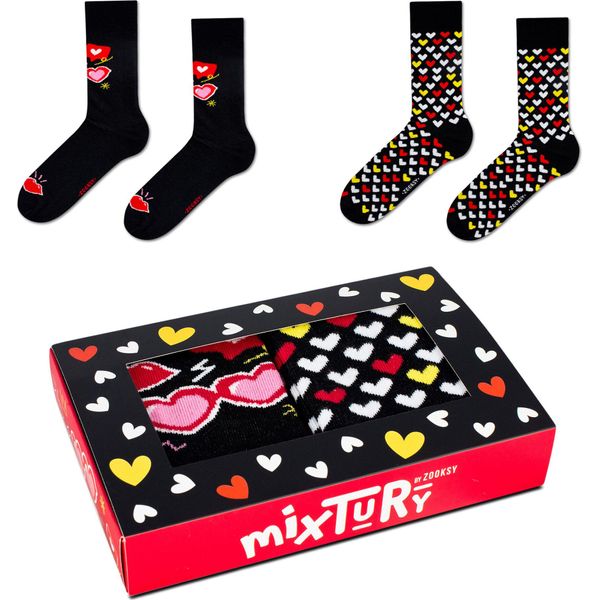 Set Di 2 Calzini Neri Da Donna 36-40, Calzini A Forma Di Cuore Perfetti Per San Valentino-image