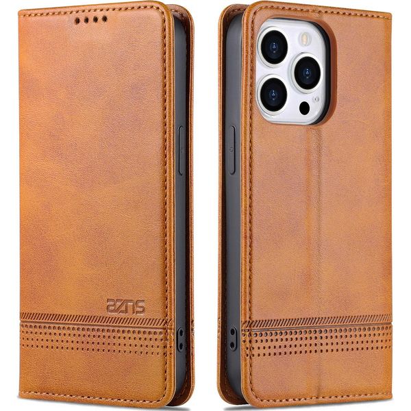 Custodia Iphone 13 Pro, Portafoglio Con Chiusura Magnetica E Supporto, Custodia Flip In Pelle Per Iphone 13 Pro Marrone-image