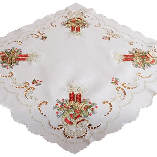 Tovaglia Centrotavola Ricamo Candela Ecrù Colorata 85X85 Cm-image