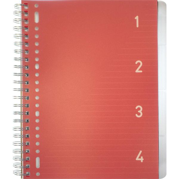 Kangaro K-58380 Kangaro Blocco College 4In1, Din A4, 100 Fogli, A Righe, Rosso-image