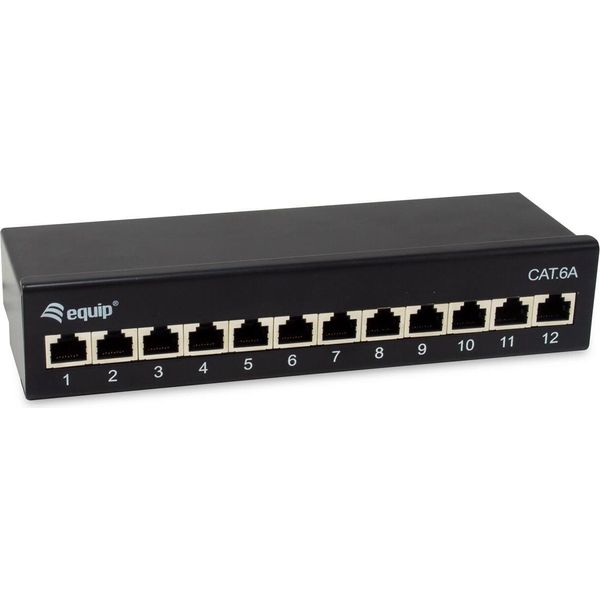 Equip Patchpanel 12X RJ45 Cat6A 19" Ftp 1HE Premium Schwarz - Ftp - RJ-45 (326622)"-image