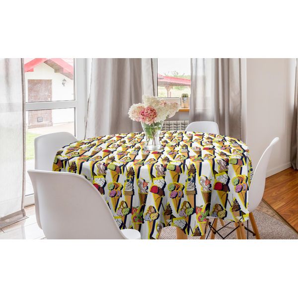 Abakuhaus Eis Tovaglia Rotonda, Summer Fruity Cones, Tovaglia Circolare Per Sala Da Pranzo, Decorazione Cucina, 150 Cm, Multicolore-image