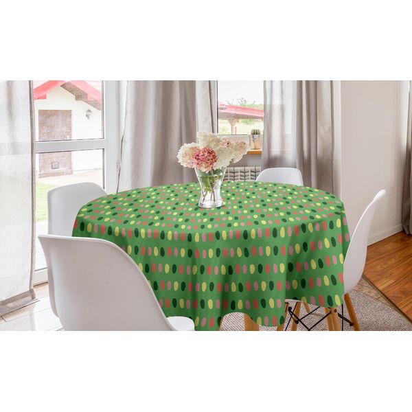 Abakuhaus Tovaglia Rotonda A Pois Gialli, Vivid Oval, Tovaglia Circolare Per Sala Da Pranzo, Decorazione Cucina, 150 Cm, Fern Green Multicolor-image