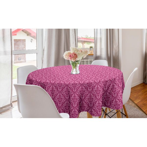 Abakuhaus Tovaglia Rotonda In Damasco Rosa, Monocromatica Vittoriana, Tovaglia Circolare Per Sala Da Pranzo, Decorazione Cucina, 150 Cm, Rosa Baby Magenta Scuro-image
