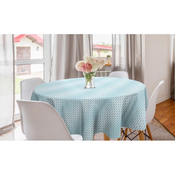 Abakuhaus Tovaglia Rotonda In Mattoni, Pastello Diagonale Rettangolare, Tovaglia Circolare Per Sala Da Pranzo, Decorazione Cucina, 150 Cm, Azzurro E Bianco-image